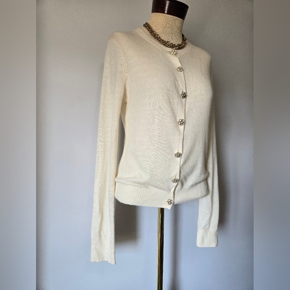 C WONDER wool Alpaca Blend Lightweight Cream Button-Up Women's Sweater. Medium - Picture 2 of 9